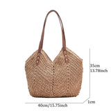 Casual Large Straw Tote Bag Woven Women Shoulder Bags Summer Beach Handbag