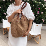 Straw Tote Bag Hollow Woven Women Shoulder Bags Large Capacity