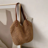 Casual Large Straw Tote Bag Woven Women Shoulder Bags Summer Beach Handbag
