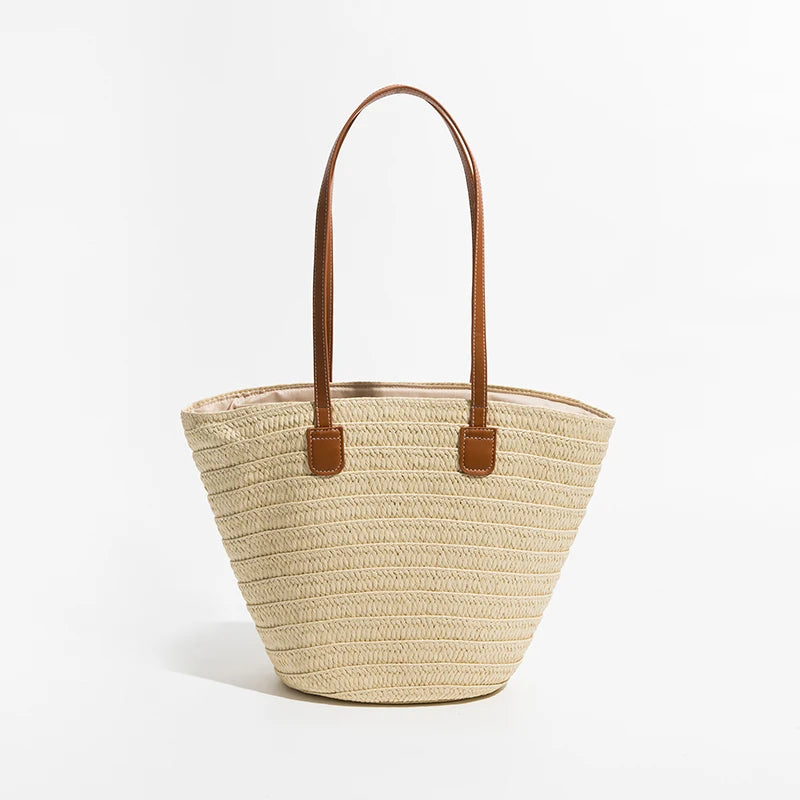 Straw Tote Bags Large Capacity Woven Women Shoulder Bag Summer Beach Handbags