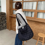 Casual Large Capacity Tote Shoulder Bags Ruched Handbag Nylon
