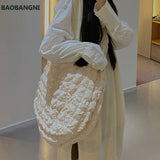 Casual Ruched Nylon Handbag Quilted Tote Shoulder Bag