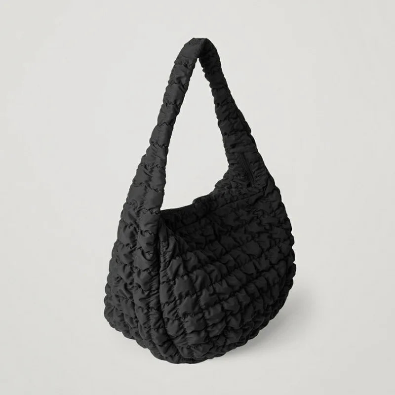 Casual Large Capacity Tote Shoulder Bags Ruched Handbag Nylon