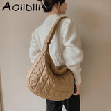 Casual Large Capacity Tote Shoulder Bag Quilted Handbag Nylon Crossbody Purse