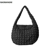 Casual Ruched Nylon Handbag Quilted Tote Shoulder Bag
