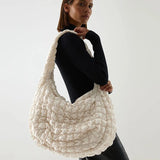 Casual Large Capacity Tote Shoulder Bags Ruched Handbag Nylon