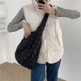 Casual Large Capacity Tote Shoulder Bags Ruched Handbag Nylon