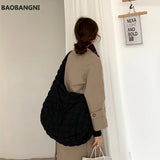 Casual Ruched Nylon Handbag Quilted Tote Shoulder Bag