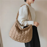 Large Capacity Quilted Crossbody Bag Women Handbag Nylon Tote Shoulder Ba