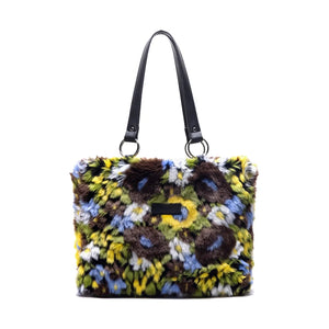 Oil Painting Plush Women Shoulder Bags Faux Fur Lady Handbags