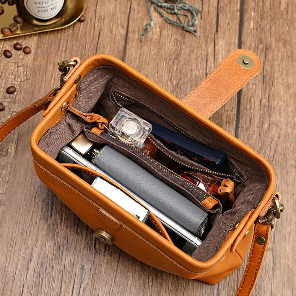 Casual Leather Shoulder Bags Retro Doctor Bag Clutch Crossbody Bag
