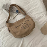Women's Casual Letters Printed Shoulder Bag Canvas Large Capacity Crossbody Hand