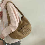 Women's Casual Letters Printed Shoulder Bag Canvas Large Capacity Crossbody Hand