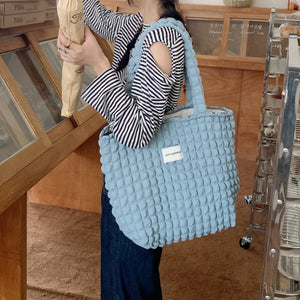 Casual Lightweight Large Capacity Tote Shoulder Bags Women Pleated Handbag