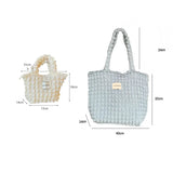 Casual Lightweight Large Capacity Tote Shoulder Bags Women Pleated Handbag