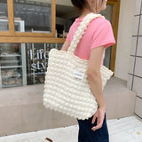 Casual Lightweight Large Capacity Tote Shoulder Bags Women Pleated Handbag