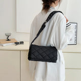 Casual Lingge Quilted Women Shoulder Bags Nylon Padded Crossbody Bag