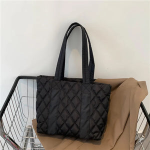 Casual Lingge Quilted Women Shoulder Bags Padded Lady Handbags