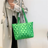 Casual Lingge Quilted Women Shoulder Bags Padded Lady Handbags