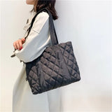 Casual Lingge Quilted Women Shoulder Bags Padded Lady Handbags