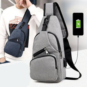 Men's Outdoor Crossbody Shoulder Chest Pouch with USB Charge Port