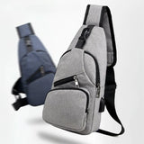 Men's Outdoor Crossbody Shoulder Chest Pouch with USB Charge Port