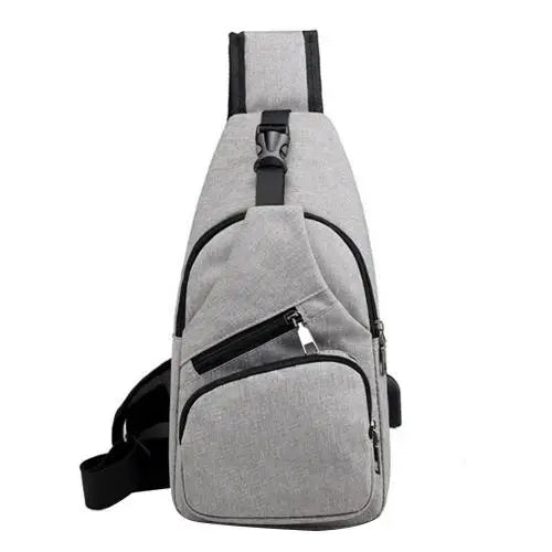 Men's Outdoor Crossbody Shoulder Chest Pouch with USB Charge Port
