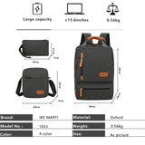 Casual Men School Backpack Light 15" Laptop Bag Waterproof Gray