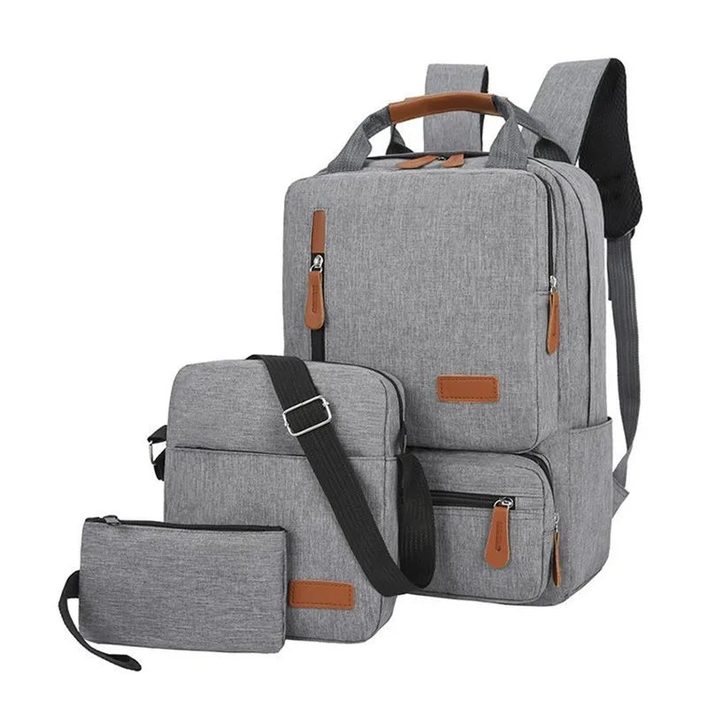 Casual Men School Backpack Light 15" Laptop Bag Waterproof Gray