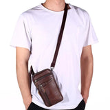Men's Leather Waist Pack Phone Pouch Bag Belt Crossbody Shoulder Chest Pack