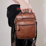 Casual Men's Leather Crossbody Shoulder Bag Solid Male Purse