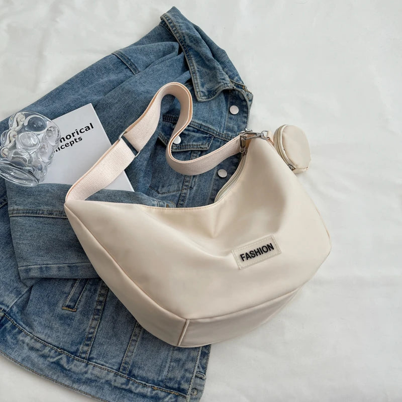 Casual Nylon Crossbody Bag Large Shoulder Bags for Women with Earphone Bag