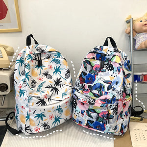 Casual Nylon Graffiti Printing Backpack Women Large Capacity Backpack