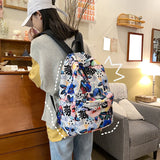 Casual Nylon Graffiti Printing Backpack Women Large Capacity Backpack