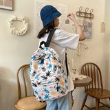 Casual Nylon Graffiti Printing Backpack Women Large Capacity Backpack