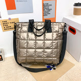 Casual Nylon Green Shoulder Bag Cotton Women Handbag Quilted Bucket Totes