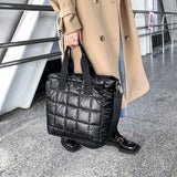 Green Quilted Shoulder Bag Nylon Handbag for Women