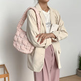 Casual Nylon Lingge Quilted Women Shoulder Bag Ruched Padded Crossbody