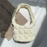 Casual Nylon Quilted Women Shoulder Bags Ruched Crossbody Bag Small Tote