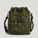 Women Shoulder Bags Quilted Drawsting Crossbody Bag Vintage Bucket Bag