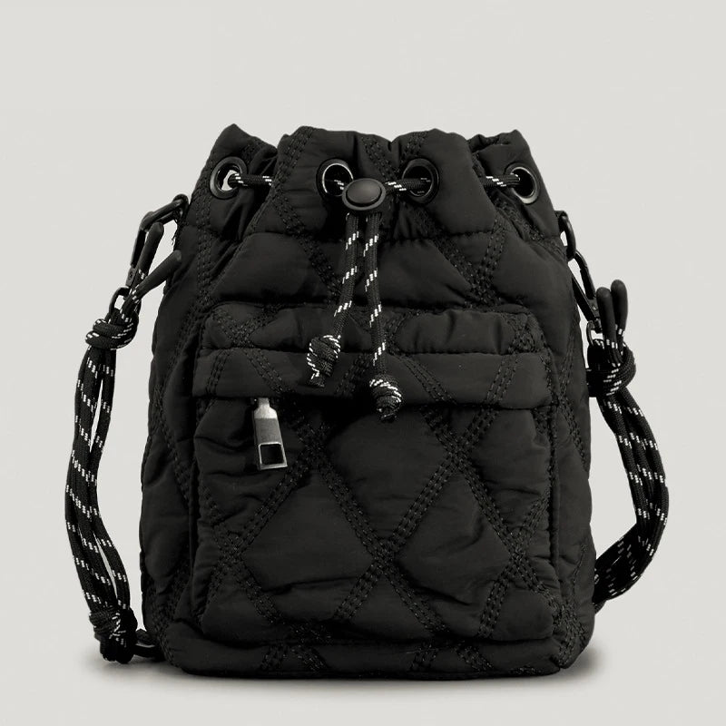 Nylon Shoulder Bag Quilted Crossbody Vintage Bucket Tote Female Purses