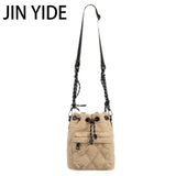 Nylon Shoulder Bag Quilted Crossbody Vintage Bucket Tote Female Purses