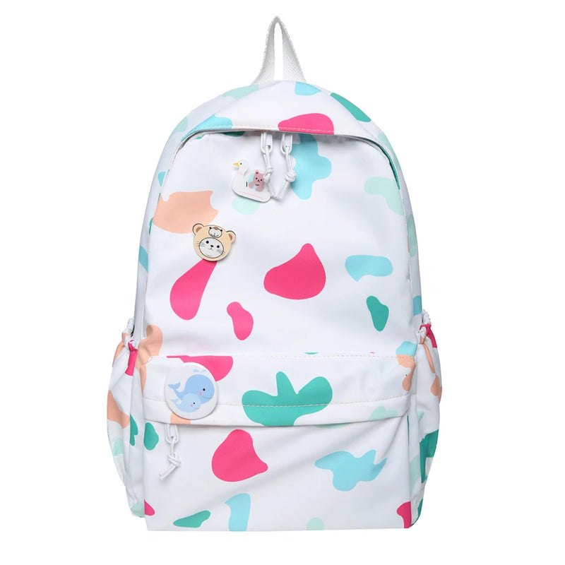 Cow Spots Printing Nylon School Shoulder Bag