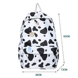 Cow Spots Printing Nylon School Shoulder Bag
