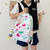 Cow Spots Printing Nylon School Shoulder Bag