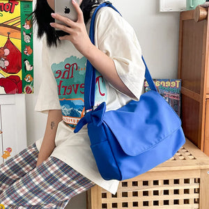 Casual Nylon School Shoulder Bags Women Solid Messenger Bags