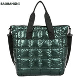 Quilted Nylon Shoulder Bag Cotton Padded Handbag Winter Large Capacity