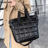 Quilted Nylon Shoulder Bag Cotton Padded Handbag Winter Large Capacity