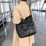 Quilted Nylon Shoulder Bag Cotton Padded Handbag Winter Large Capacity