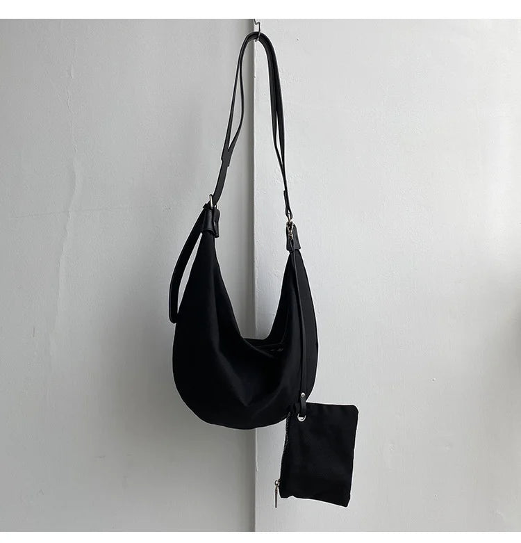 Casual Nylon Shoulder Bag Large Capacity Crossbody Handbag with Wallet